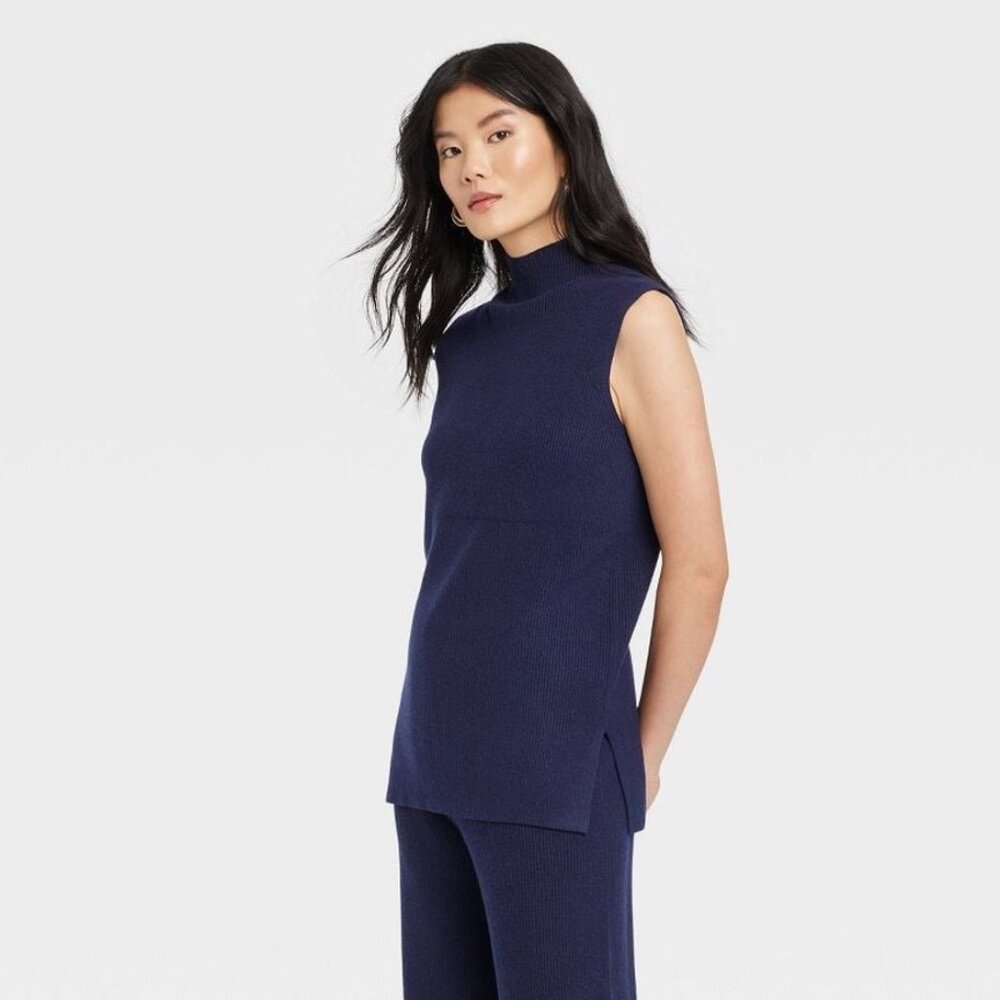 NWT Matching Set - Ribbed Sweater Vest and High-Rise Wide Leg Pants